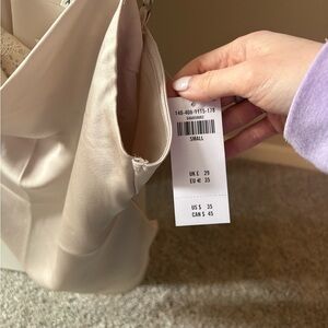 Elegant Cream Satin Tank Top with lace detail